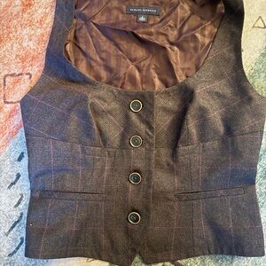 Banana Republic Dark Brown Checkered Vest Small